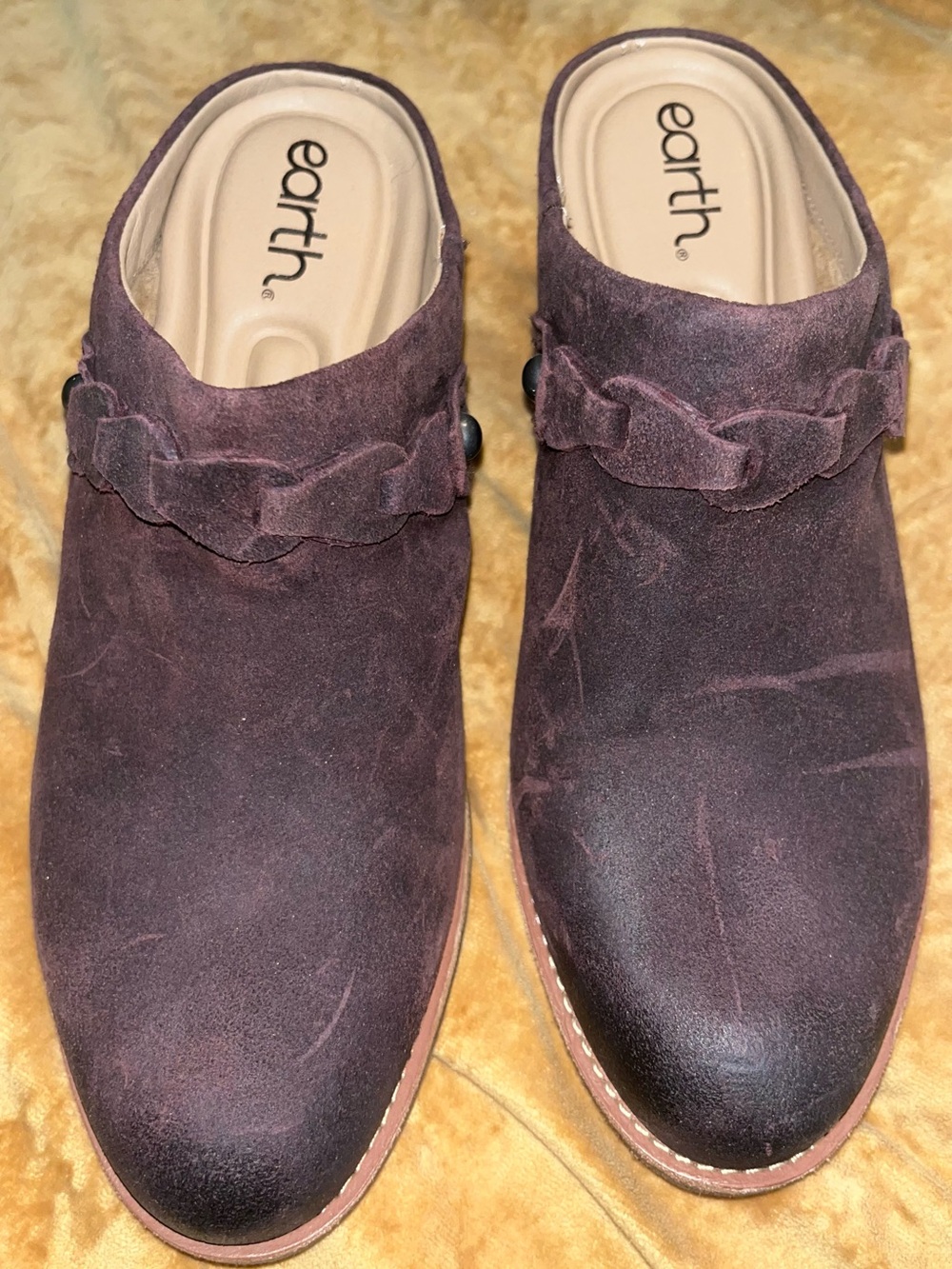 Earth Suede Slip-On Mules in Chocolate